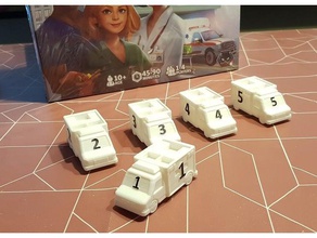 dice hospital ambulance protruding numbers games boardgame boardgames accessories components board game accessory 3d print model - Mito3D