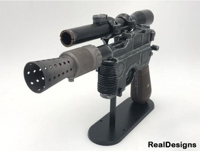 real shooting dl-44 blaster star wars hobby fake spam stolen 3d print model - Mito3D