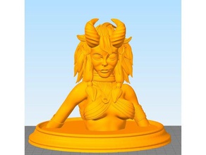 demon girl buste sculptures diable épique de la fantaisie femelle figure figurine médiéval modèle science-fiction jouet femme 3d print model - Mito3D
