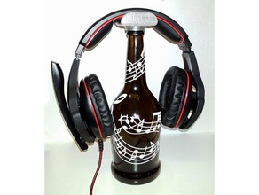 support de casque la musique bouteille stand kopfhoerer kopfhoererhalter 3d print model - Mito3D