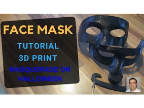 in casa una maschera per il viso mascherata di halloween fai da te 3d, stampa meshmixer fusion 360 tutorial costume 3d print model - Mito3D