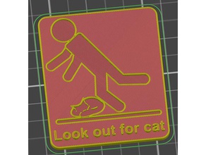 look out cat sign pets funny warning sleeping 3d print model - Mito3D