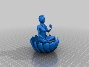 tara branca sentado flor de lótus esculturas buda estátua 3d print model - Mito3D