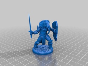 loxodon fighterpaladincleric games 28mm dnd miniature warrior 3d print model - Mito3D
