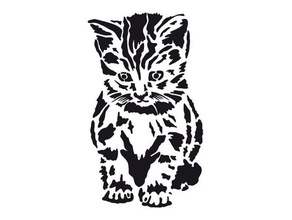 chaton pochoir 2d art animal cat kitty chat tigré 3d print model - Mito3D