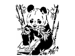 panda stencil 2d art bamboo bear china 3d print model - Mito3D