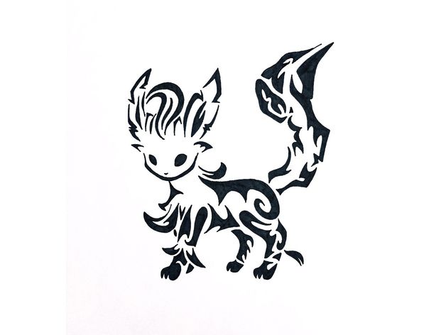 leafeon plantilla 2d art eevee eeveelution pokemon rueda 3D print model - Mito3D