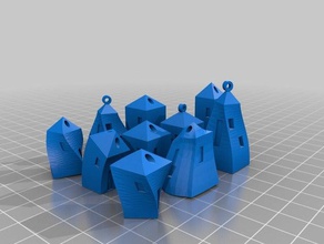 petites maisons des bâtiments les structures 3d pendentif 3d print model - Mito3D