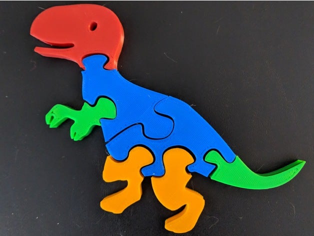 dino kids t-rex multicolor puzzles dinosaurio juguetes 3D print model - Mito3D