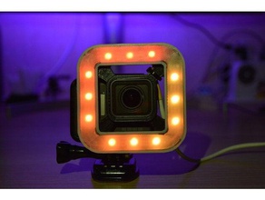 sottile diffusore gopro hero rgb led luce ring la fotocamera freecad hero5 l'anello di studio 3d print model - Mito3D