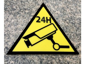 la vidéo de caméra surveillance signe d'avertissement des signes les logos bouclier 3d print model - Mito3D