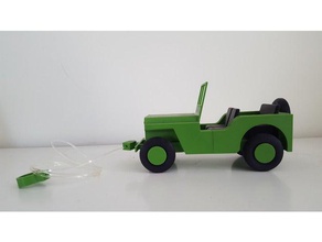 willys jeep segunda guerra mundial, as crianças brinquedo de puxar mecânico brinquedos 3d print model - Mito3D
