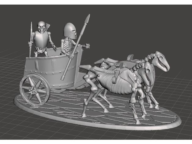 28mm squelette guerrier char de guerre jeux le mdn miniature les miniatures crâne morts-vivants 3D print model - Mito3D