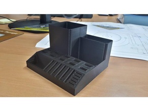office organizer desk micro sd card holder pencil pen usb 3d print model - Mito3D