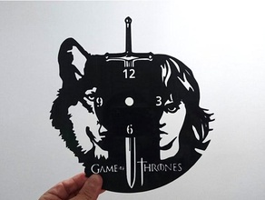 reloj de juego tronos 2d a arte relógio jogo stencil parede 3d print model - Mito3D