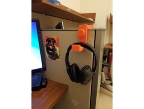 headphone hook cubicle wall office 3d print model - Mito3D