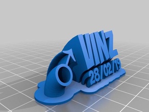 nome di nascita data testo office personalizzato 3d print model - Mito3D