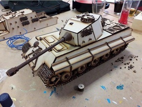 lasercut king tiger Fahrzeuge lasercutter mdf Modell tank Holz ww2 wwii 3d print model - Mito3D