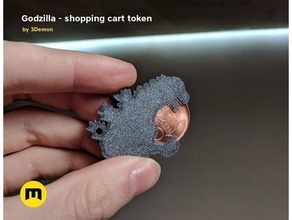 godzilla &ndash shopping cart-token Münzen Abzeichen 3d print model - Mito3D