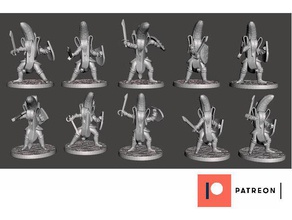 banana cavaleiros falcion espadas escudos 10x sem igual poses jogos 28mm 32mm fantasia miniatura miniaturas 3d print model - Mito3D