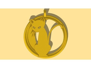 amulet cat fashion jewel keychains key chain medallion 3d print model - Mito3D