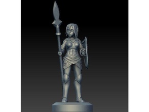 elf, spear maiden Menschen elf fantasy weiblich Jungfrau der Miniatur Speer tabletop Frau 3d print model - Mito3D