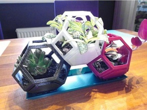 triple plantygon coaster decor flower flowerpot 3d print model - Mito3D