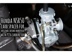 honda nsr50 carb spacer original intake manifold pz16 carburetor automotive fusion 360 3d print model - Mito3D