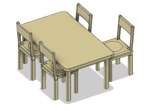 casa de muñecas cosas comedor juego mesa modelo muebles presidente para cocina miniatura 3d print model - Mito3D