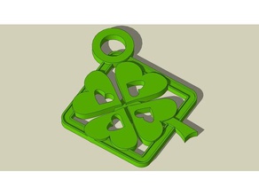 amulet clover de la mode cœur joyau un trousseau clés chaîne clé médaillon 3d print model - Mito3D