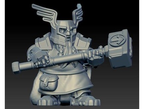 warrior dwarf two-handed hammer people fantasy miniatures tabletop warhammer 3d print model - Mito3D