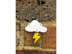 tiempo tormentoso colgante la joyería en nube funky un rayo collar 3d print model - Mito3D
