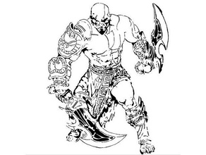 kratos stencil 3 2d art game god war gow ps4 3d print model - Mito3D