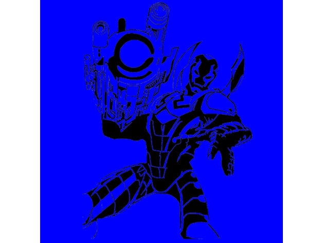 blue beetle stencil 2d art dc comics hero 3D print model - Mito3D