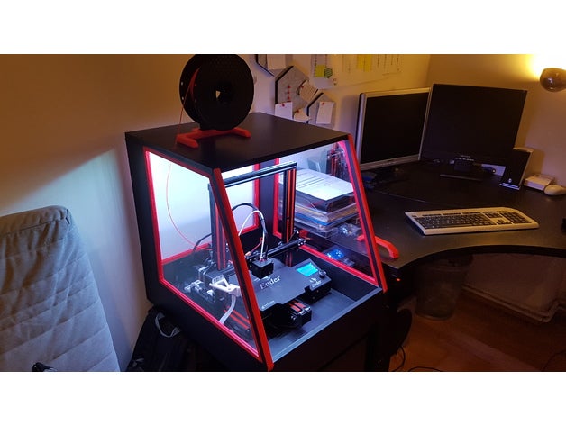 gabinete umhausung ender3 pro 3d a impressora os acessórios o preto cabo guia do tampa cr-10 creality ender 2 einlass 3 filamento de spool titular gehuse habitação ikea hack falta admissão diodo emissor luz tira led mdf plexi plexiglas plexiglass plexy entrada alimentação raspberry pi câmara caso vermelho spoolholder passo para baixo stepdown módulo v-slot v-tampa da ranhura xt-60 y 3D print model - Mito3D