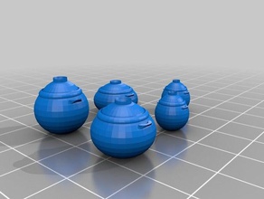 clay pots various sizes model furniture japanese kitchen tabletop terrain 3d print model - Mito3D