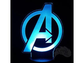 avengers logo led lamp plate signs logos laser cut lasercut light 3d print model - Mito3D