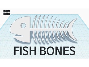 1day 1cad fish bones other 1day1cad decor decoration simple white 3d print model - Mito3D