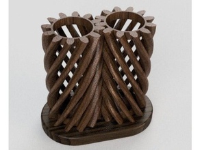 helical gear pen stand 3d printing 3d print model - Mito3D