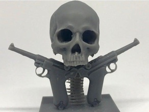 cranio pistole scultura sculture luger mauser teschio ossa incrociate ww2 3d print model - Mito3D