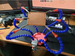 6 arm helping hands base tools coolant pipe electronics helping-hands soldering solder hand 3d print model - Mito3D
