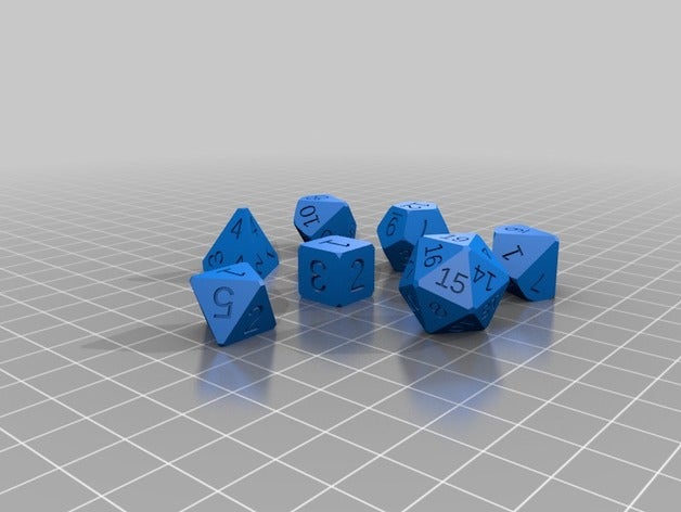 polyhedral dice set dnd deltohedron die dungeons dragons hexahedron icosahedron polyset six sided tetrahedron 3D print model - Mito3D