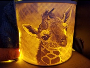 girafe lithophane 2d art led natgeo veilleuse lumière de nuit la faune 3d print model - Mito3D