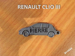 clio 3 2 d art iii keychain personnalisable renault 3d print model - Mito3D