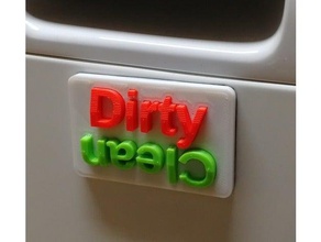 máquina de lavar louça limpa suja ímã personalizável openscad a cozinha jantar paramétrico 3d print model - Mito3D