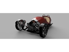 morgan like three wheeler vehicles car threewheeler toy trike 3d print model - Mito3D