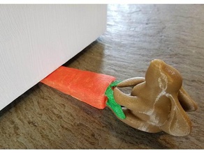 bunny rabbit pulling carrot doorstop decor functional nsfw orange vegetables 3d print model - Mito3D
