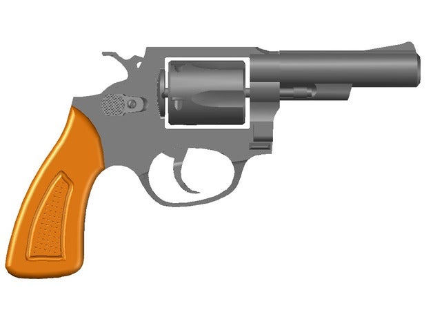 pistolet peu lev pas de pièces mobiles 3d l'impression L'impression colt revolver fusil chasse stl jouet 3D print model - Mito3D