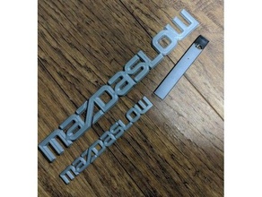 mazdaslow insignia de la placa licencia del marco 2 pieza encaja 120x120mm automoción insignias coche tarjeta mazda 3 logotipo miata velocidad 3d print model - Mito3D