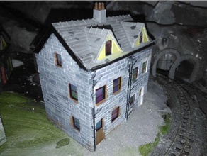 00 h0 009 ardesia cottage a 2 piani gli edifici le strutture diorama scala casa ferroviaria modello in 3d print model - Mito3D